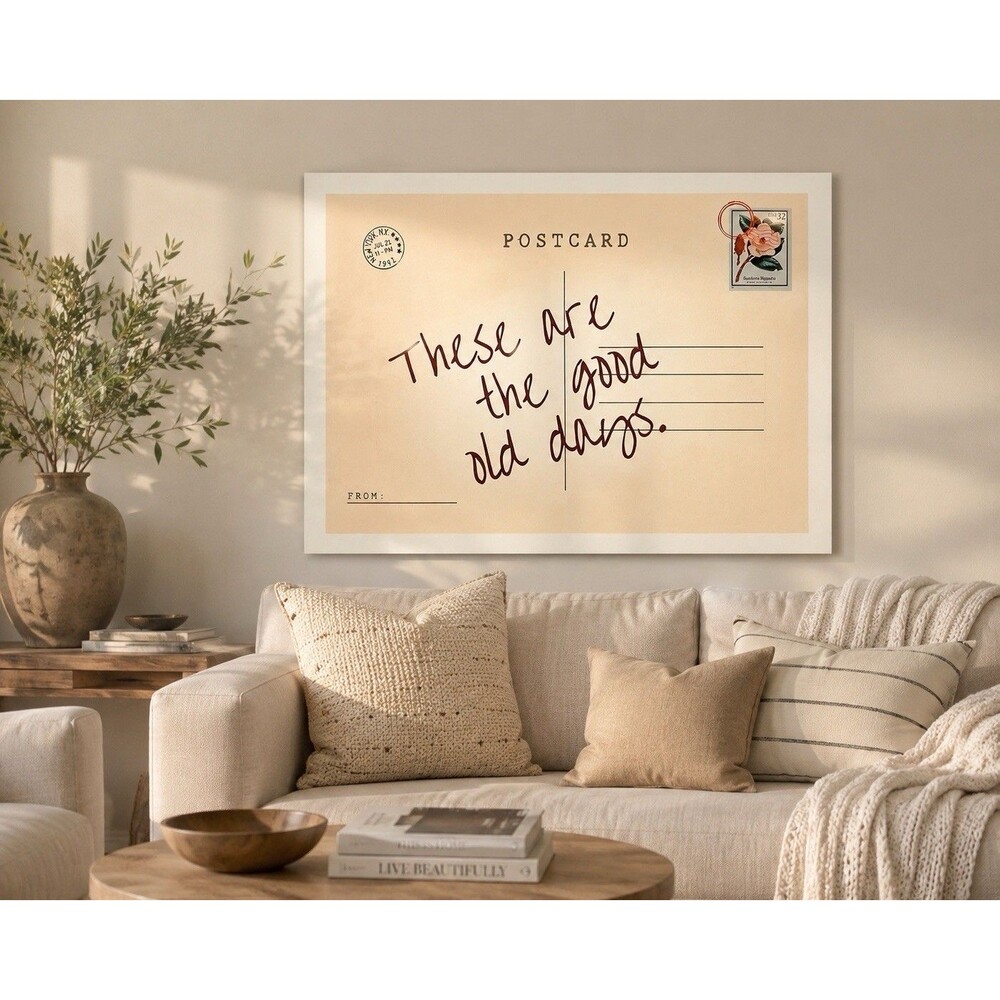 These Are The Good Old Days Print Inspirational Quote Retro Postcard Canvas